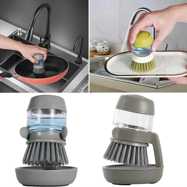 Soap Dispensing Dish Palm Brush Kitchen Cleaning Dish Brush